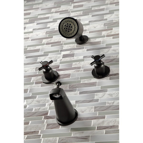 Tub And Shower Faucet, Matte Black, Wall Mount